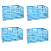 4 Pack Large Collapsible Crate, 19.68" x 13.77" x 10.23", Blue Plastic Storage Bin