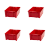 4 Pack Garage Storage Bin Small Plastic Nesting/Stacking, Red