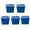 5 Pack Large Plastic Stacking Storage Bin with Lid, Blue, Kids and Teens