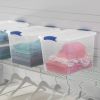 5 Pack 27 Quart Clear Plastic Storage Container with Latch Lid, Blue