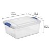 (4 pack) , 15 Quart Clear Storage Bin, Latch Box Storage Container, with Clear Lid, Blue