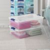 4 Pack 32 Quart Clear Underbed Storage Container with Latch Lid, Blue