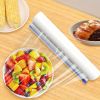 Plastic Wrap Dispenser with Built-in Cutter - Kitchen Cling Film Holder & Cutter Tool, Easy-to-Use Food Wrap Organizer for Countertop Storage