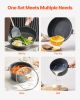 19 Piece Pots and Pans Set Granite Nonstick Kitchen Cookware Induction Black