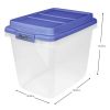 4 Pack 32 Quart Clear Storage Bin, Latched Storage Container, with Blue HI-RISE Lid