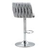 360° Fabric cover Swivel Bar Stools Set of 2, Adjustable Counter Height Bar Chairs with Woven Back & Footrest