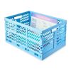 4 Pack Large Collapsible Crate, 19.68" x 13.77" x 10.23", Blue Plastic Storage Bin