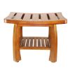 Oceanstar Solid Wood Spa Bench with Storage Shelf, Teak Color Finish
