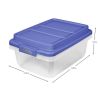 5 Pack 18 Quart Clear Storage Bin, Latched Storage Container, with Blue HI-RISE Lid