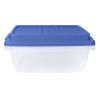 5 Pack 18 Quart Clear Storage Bin, Latched Storage Container, with Blue HI-RISE Lid