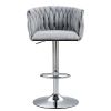 360° Fabric cover Swivel Bar Stools Set of 2, Adjustable Counter Height Bar Chairs with Woven Back & Footrest