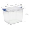 5 Pack 27 Quart Clear Plastic Storage Container with Latch Lid, Blue