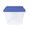 4 Pack 32 Quart Clear Storage Bin, Latched Storage Container, with Blue HI-RISE Lid