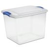 5 Pack 27 Quart Clear Plastic Storage Container with Latch Lid, Blue