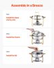 5 Qt 4 Pack Round Chafing Dish Buffet Set Full-Size Pan Stainless Steel Gold