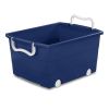 4 Pack Kids Rolling Toy Storage Bin with Handles, Blue