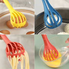 1pc; Multifunctional 3-in-1 Egg Whisk Food Holder Noodle Holder Baking Tool Egg Stirrer Manual Whisk 1 Pack 11.02''��2.76'' (Color: Yellow)