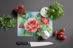 NEW Oklahoma Roses in Watercolor Glass Cutting Board Decorative Tempered Glass Kitchen Cutting and Serving Board Large Size Chopping Board
