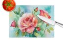 NEW Oklahoma Roses in Watercolor Glass Cutting Board Decorative Tempered Glass Kitchen Cutting and Serving Board Large Size Chopping Board